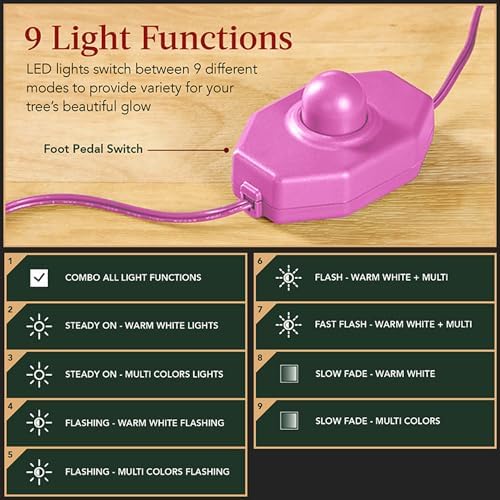 Best Choice Products Lighted Aspen Christmas Tree, 12ft Flocked Artifical Noble Fir, Pre-Lit White & Multicolored LED Lights Premium Holiday Décor - Pink