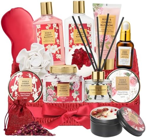Spa Gifts for Women, Skin Care Gift Set - Rose Spa Gift Baskets for Women
