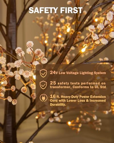 TYBEEU Lighted Baby's Breath Tree Set (4ft, 5ft & 6ft)