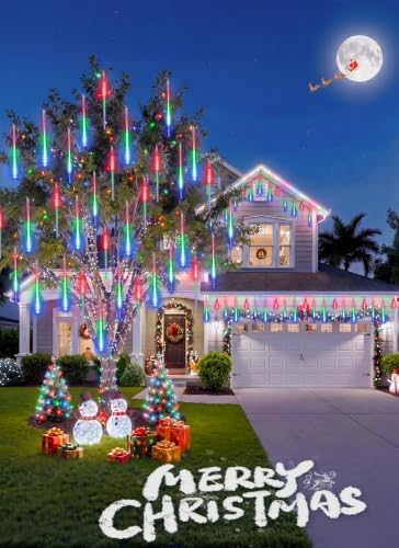Meteor Shower Lights Outdoor,16 Inch 10 Tube 360 LED Icicle Christmas Light