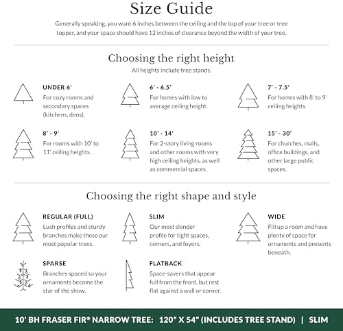 Balsam Hill BH Fraser Fir Narrow - Realistic Slim Christmas Tree with True Needle Foliage, Easy Plug Technology & Space-Saving Design, LED Clear, 10ft