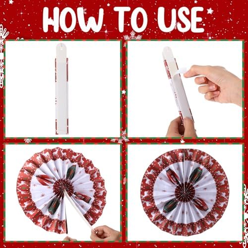 Outus 9 Pcs Christmas Hanging Decorations Paper Fans Ugly Sweater