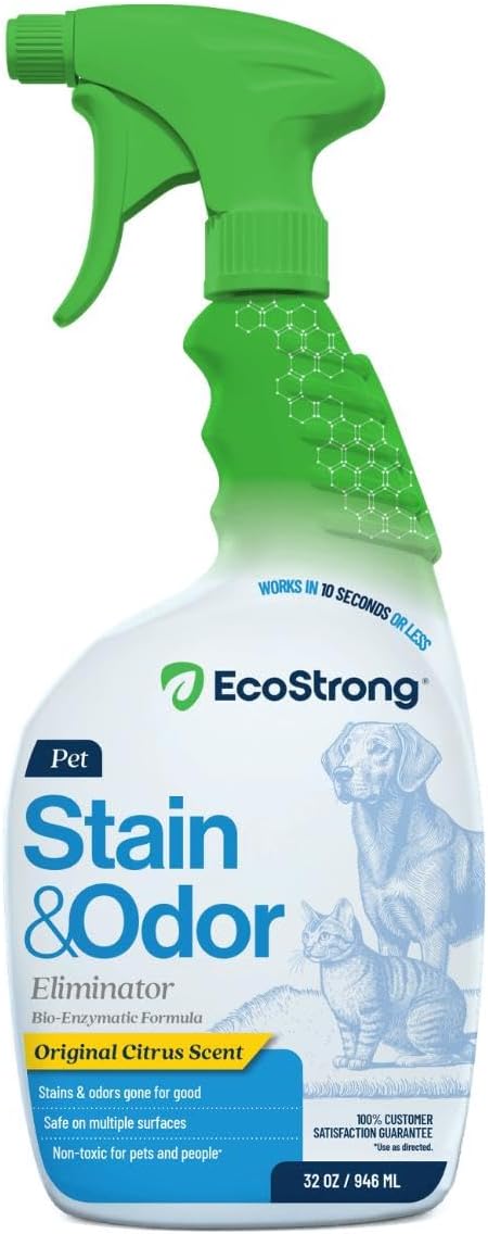 Eco Strong Pet Stain and Odor Remover - Cat Urine Enzyme Cleaner Destroyer, Urine Destroyer for Dogs, Pet Urine Enzyme Cleaner - 32 OZ