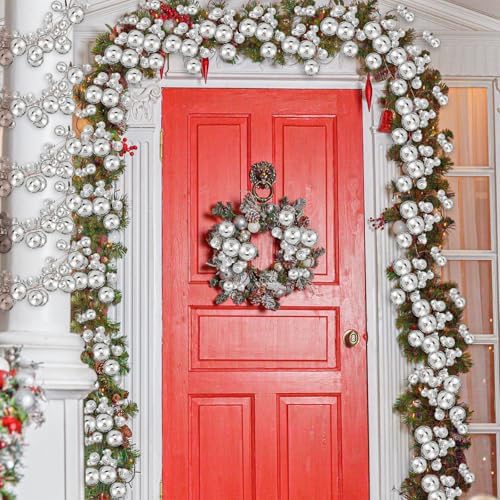 2 Pcs 6 ft Christmas Ball Ornament Garland, Silver
