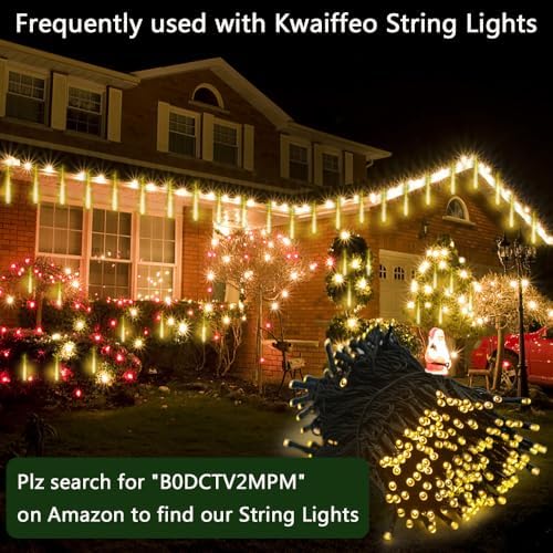 Warm White Icicle Lights Outdoor for Christmas New Year Party Yard Decor