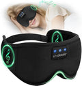 Sleep Mask with Headphones Bluetooth 5.4, LC-dolida Wireless Music Eye Mask for Sleeping Headphones with Soft Silk Cooling Breathable,Ultra-Thin Stereo Speaker for Side Sleepers-Raven