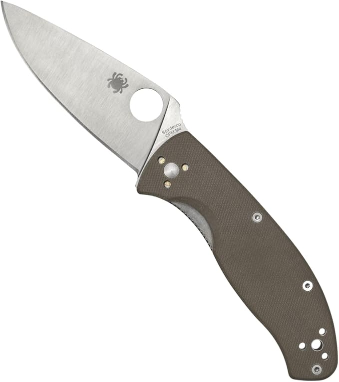 Spyderco Tenacious Folding Pocket Knife, PlainEdge | 7.77" Overall Length, 3.3" CPM M4 Steel Blade, Brown, G-10 Handle, LinerLock, Full-Flat Grind