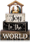 Moucuny 4 Pcs Christmas Table Decoratons, Christian Joy to The World Signs