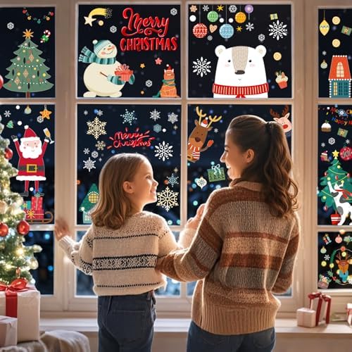 Christmas Window Clings for Glass Windows, Stickers for Window Decorations