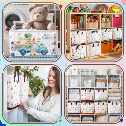 CHENGU 12 Pack Large Holiday Gifts Baskets Empty Collapsible Seasonal Storage Bin St Patricks Day Easter Canvas Laundry Basket Foldable Box with Handle for Home Office Bedroom Clothes Toys