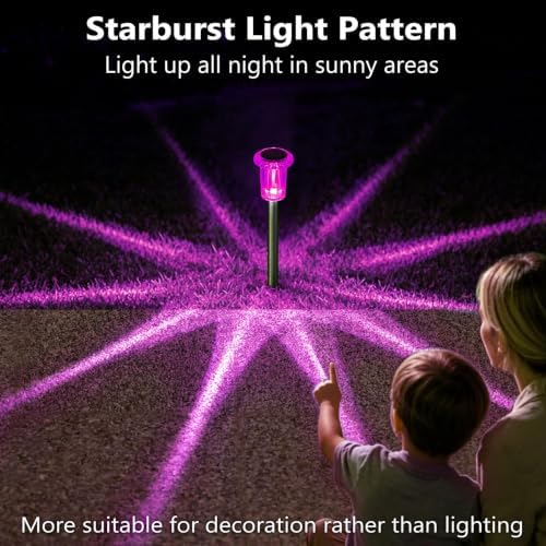 DenicMic Solar Outdoor Lights 10 Pack Pink LED Valentines/Mothers Day Decor