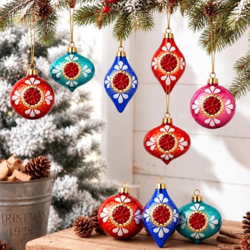 12 Pcs Vintage Glass Christmas Ornament Reflector Decor, Sparkling