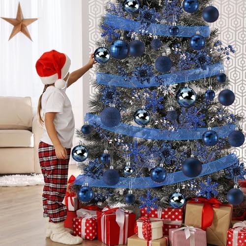 Sratte 94 Pcs Christmas Tree Ornaments Decoration Set, Navy Blue