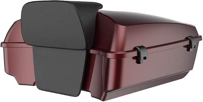 Advanblack Road Glide Tour Trunk Pack Mysterious Red Sunglo Chopped Tour Trunk Pack Backrest Pad for '97-'25 Harley Touring Road King Street Glide Electra Glide CVO models