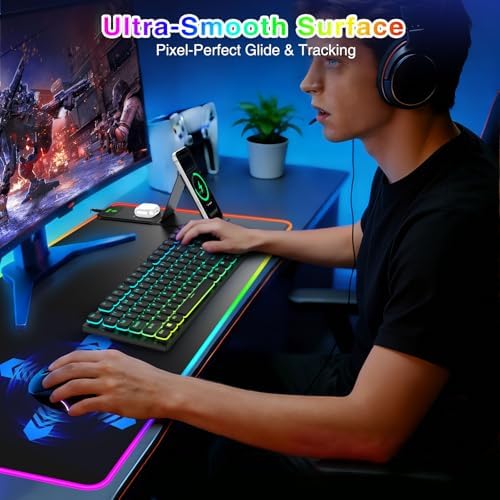 RGB Gaming Mouse Pad with Magnetic Wireless Charging & Foldable Phone Stand