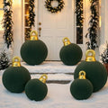 Jenaai 6 Pcs Dark Green Giant Velvet Christmas Inflatable Ball Ornament