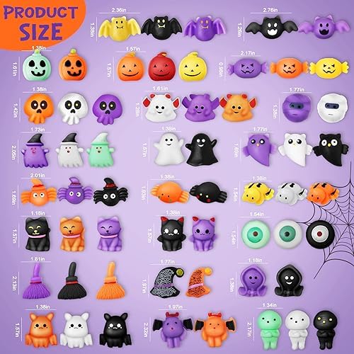 AuroTops 60PCS Halloween Squeeze Toys for Kids, Halloween Party Favors