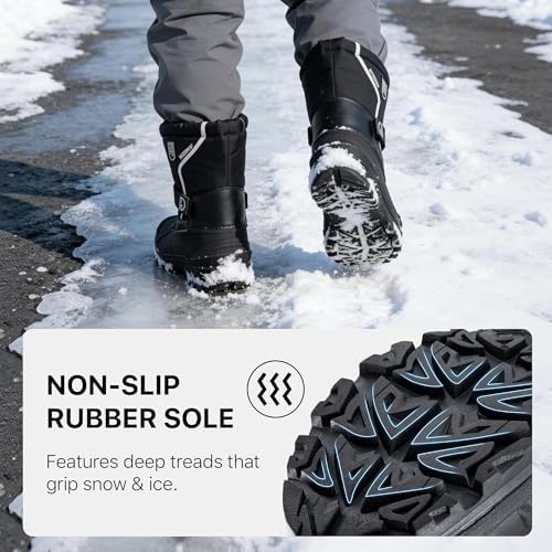 FREE SOLDIER Men's Waterproof Winter Shell Snow Boots with Removable Liner