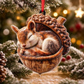 Squirrel Ornament, 3D Animal Ornaments for Christmas Tree, Squirrel Gifts Squirrel Ornaments for Christmas Tree, Woodland Christmas Ornaments,Home, Party Decor, Cozy Forest Theme Collection