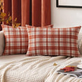 MIULEE Fall Plaid Pillow Covers Scottish Tartan 12x20 Rust Orange