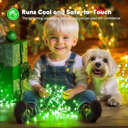 Brightown 12 Pack St. Patrick's Day LED Fairy Lights Battery Operated String Lights Waterproof Silver Wire 7 ft 20 LED Firefly Starry Moon Lights for DIY Wedding Party Bedroom Patio