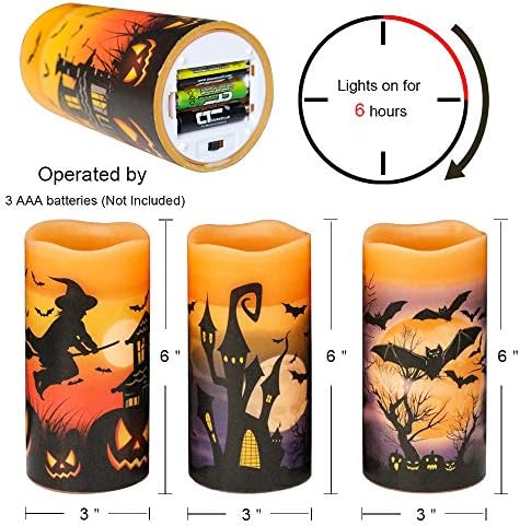 Halloween Decor Flameless Candles Battery Operated with 6H Timer