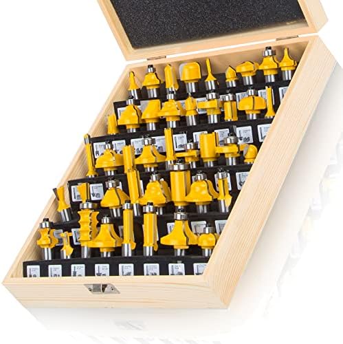 TAIWAIN 1/2" Shank Router Bit 41 PCS Frame Crown Mitered Door & Drawer Panel Molding Set, Woodworking Milling Cutters, Miter Wood Cabinet Router Bits Sets Cutter for Doors, Tables, Shelves(F-LE2)