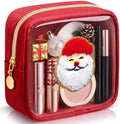 Abbylike 1 Pcs Christmas Preppy Patch Makeup Bags Bulk Polyester Holiday Makeup Bag Skincare Pouch Xmas Zipper Cosmetic Pouch Preppy Thing for Travel Christmas Women Gift (Classic, Claret)