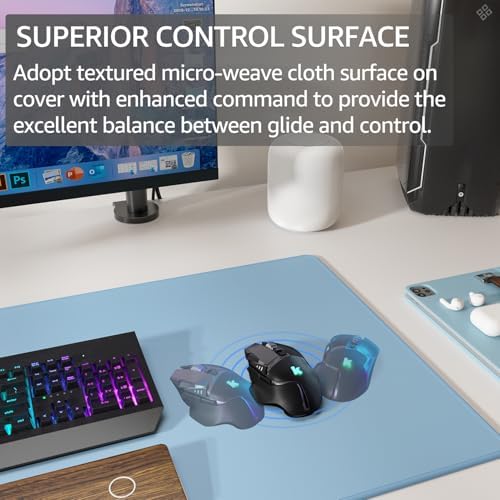 KTRIO Large Gaming Mouse Pad, Desk Mat, 31.5 x 15.7 in, Ice Blue, XXL