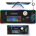 Magnetic Charging Mouse Pad, 31.5x11.81 Inch XL Gaming Mousepad, 11+5 RGB Lighting Modes, Home Office Large Desk Pad with Ultra-Smooth Surface, Non-Slip, Waterproof Keyboard Pad Classic Black Desk Mat