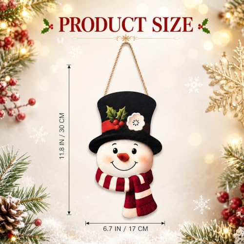 Christmas Decorations - Winter Snowman Wooden Welcome Sign for Front Door