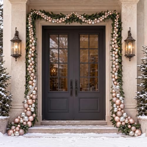 Sosation 29.5Ft Christmas Ball Ornament Garland, Gold, Glossy Matte Glitter
