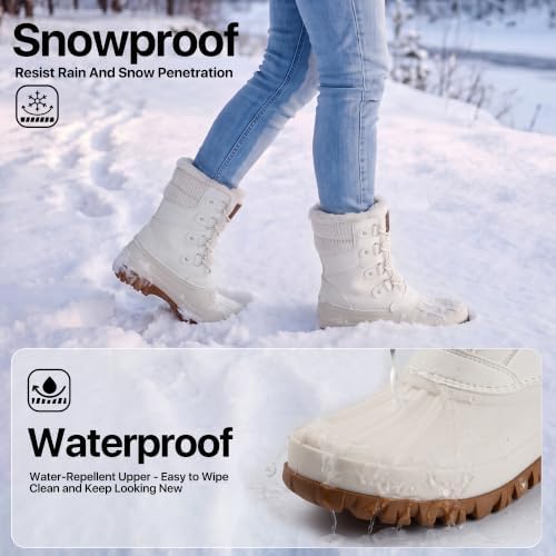 FREE SOLDIER Women's Waterproof Winter Cold Weather Snow Boots for Women Outdoor Fashion Duck Boots Comfortable Insulated
