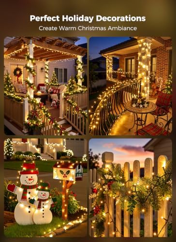 6 Pack 600 LED Solar Christmas Lights Outdoor Waterproof, Warm White 240 FT