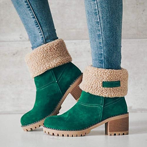 VIMISAOI Mid calf Winter Boots for Women Warm Ankle Snow Chunky Heel Boots