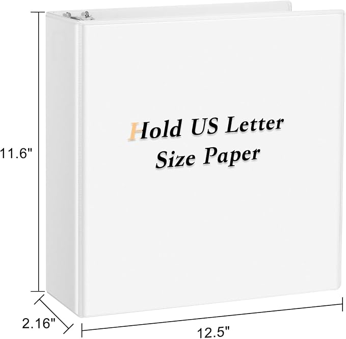 CIXILDTS 1.5-inch D Ring Binders, Fit US Letter Size Paper, 1-1/2" 3 Slant-D Ring Binder with 2 Pocekts, 12-Pack, White