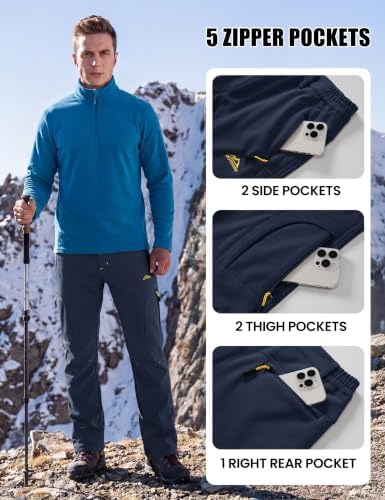 MAGCOMSEN Men's Ski Snow Pants Waterproof Fleece Lined Winter Hiking Pants