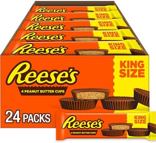 REESE'S Milk Chocolate King Size Peanut Butter Cups, 2.8 oz, 24 Ct