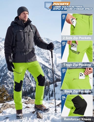 TACVASEN Men's Winter Snow Ski Pants Fleece Lined Waterproof Hiking Work