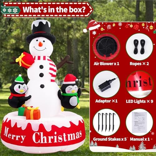 Likiyol 8 FT Christmas Inflatable Outdoor Decoration Rotating Snowman Christmas Inflatables, Christmas Blow Ups with Built-in Bright LED Lights for Yard, Outdoor, Holiday Decor