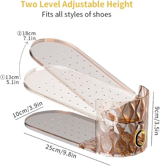 Shoe Slots Organizer, Adjustable 15 Pack Shoe Stacker for Closet Storage, Clear Double Layer Space Saver, Durable and Stackable Shoe Holder for Sneakers Heels and Flat