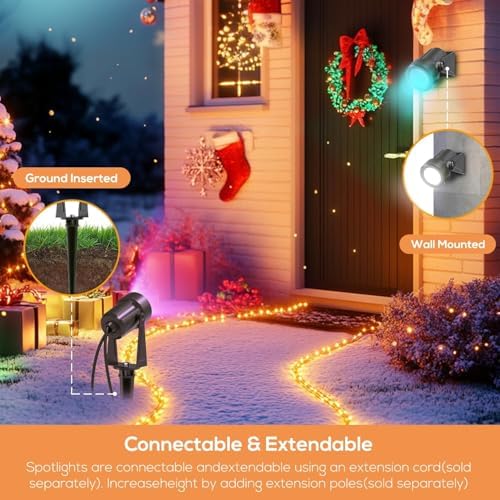 SUNTHIN Outdoor RGBW Landscape Lighting with Remote, Dusk to Dawn, 16 Pack