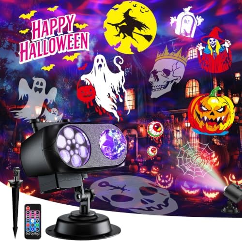 2026 Upgraded Halloween Projector, 8 Patterns (Ocean Wave & Patterns),8 Theme Waterproof Holiday Projector with Remote for Halloween,Christmas,Happy New Year