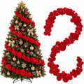 2 Pcs 9 ft Red Velvet Christmas Ball Ornament Garland