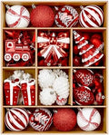 Alupssuc 82pcs Classic Christmas Balls Ornaments Set, Red and White