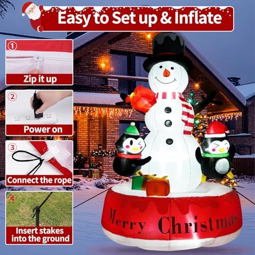 Likiyol 8 FT Christmas Inflatable Outdoor Decoration Rotating Snowman Christmas Inflatables, Christmas Blow Ups with Built-in Bright LED Lights for Yard, Outdoor, Holiday Decor
