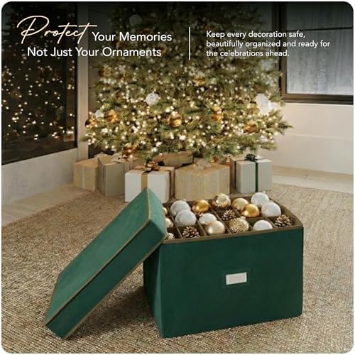 Covermates Adjustable Ornament Storage Box, 19.25"W x 13"D x 12.5"H, Green