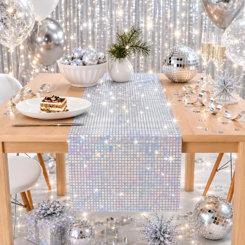 Disco Party Decorations - Iridescent Glitter Disco Table Runner