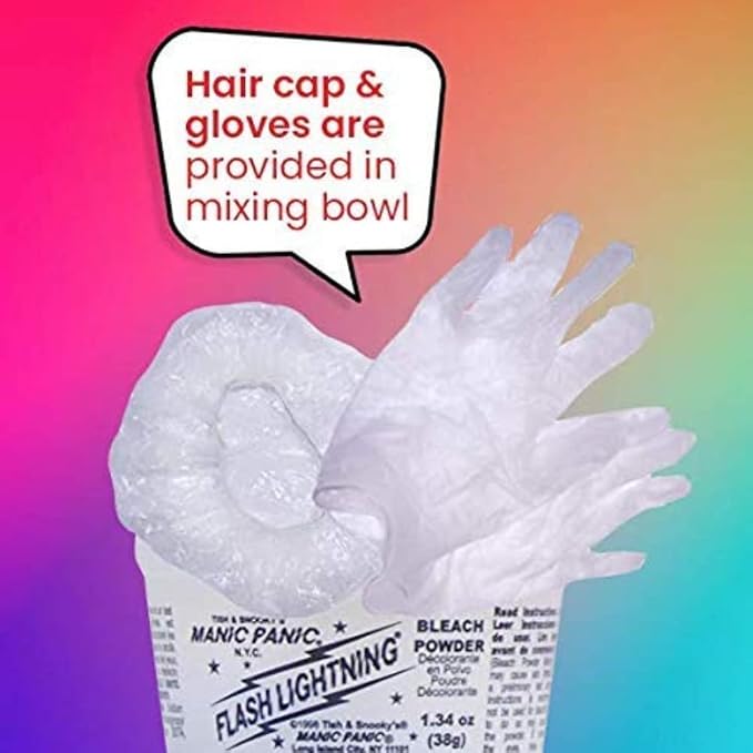 MANIC PANIC Flash Lightning Super Strength Bleach Kit - 40 Volume Developer + Bleach Powder - Hair Lightener for Dark Hair + Lifting up to 7 Levels - Vegan & Cruelty Free