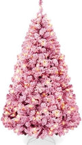 Best Choice Products 9ft Pre-Lit Pink Christmas Tree, Artificial Snow Flocked Full Fir Tree, Holiday Decoration w/ 900 Lights, 2,094 Branch Tips, Foldable Metal Base